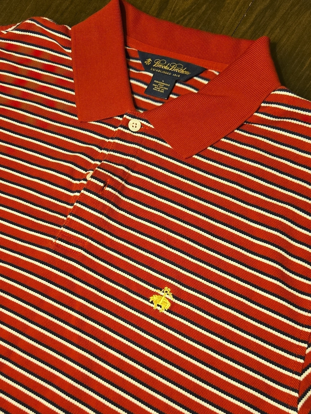 Brooks Brothers Men's Red Striped Polo Shirt